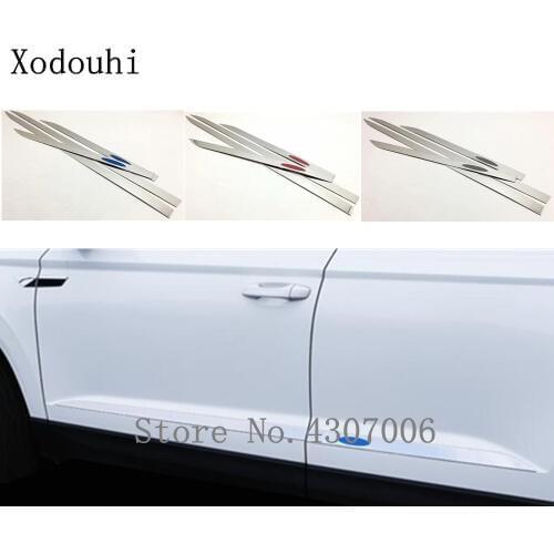 Car Styling Side Door Trim Strip Molding Stainless Steel Stream Panel Bumper Hoods 4pcs For Skoda Karoq 2017 2018 2019 2020