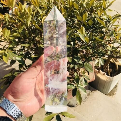 Big size Smelting stone white clear quartz stones and crystals obelisk wand pointhealing home&office decor provide energy
