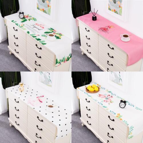 European Pastoral style table runner Decor Flamingo cotton and hemp thickening table flag Rectangular cloth art TV cabinet cover