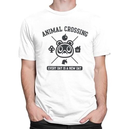 Trendy Animal Crossing T Shirt for Men Short Sleeve Leisure Every Day Is A New Day T-shirt Fitted Soft Cotton Tee Top Merch Gift