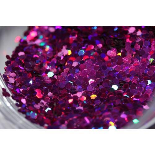 4mm Big Size Solvent Resistant Holographic Pink Hex Glitter Sequin For Nail Art , Resin Craft