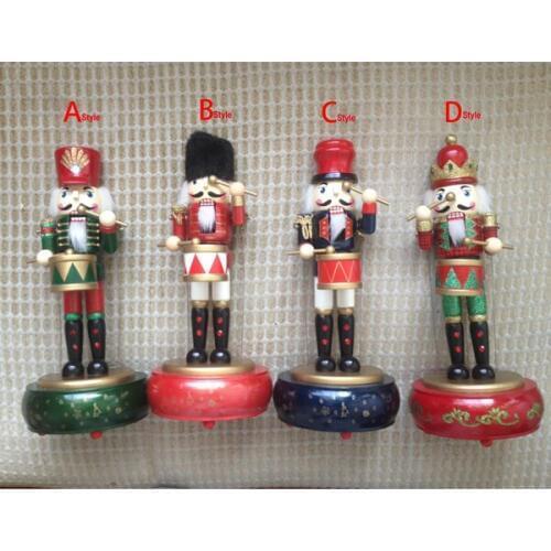 Toy 31CM fine painted nutcracker Round Music Box walnut soldiers novelty ornaments Exquisite Gift Box Christmas gift HT055