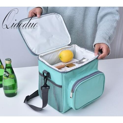 Qiaoduo Insulated Cooler Bags Women Men Picnic Lunch Bento Box Trips BBQ Meal Ice Zip Pack Fresh-keeping lunch box Shoulder Bag