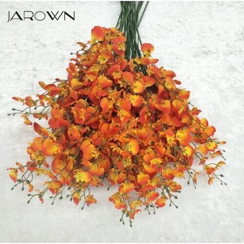 JAROWN Autumn Colors Dancing Orchid Wedding Decoration Silk Fake Flower Butterfly Oncidium Flower Arrangement Home Decoration