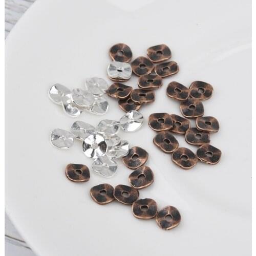 Hot Jewelry DIY Findings Zinc Based Alloy Spacer Beads Antique Copper Wavy Round Charms For Handmade Earrings Components, 50PCs