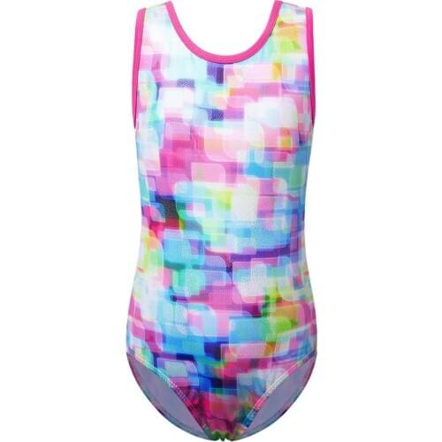 BAOHULU One-Piece Mosaic Print Ballet Leotard Multicolor Sleeveless Tank Gymnastics Leotard Children High Quality Dance Leotards