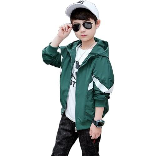 Spring & Autumn Polyester Jacket For Boy New Korean Version Fashion Hooded Coat Casual Handsome Movement Childrens Clothing