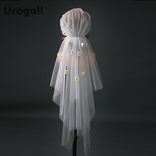 Fashion Bridal Wedding Veil Lace Flower Hat Veils Bridal Veil Wedding Hair Comb Veil Pearl Rhinestone Veil For Party Dress Up