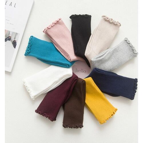 Fashion Lovely Sweet Women Girls Lady Ankle High Cotton Solid Ruched Knit Casual Stocking Plain Color For Fall Winter