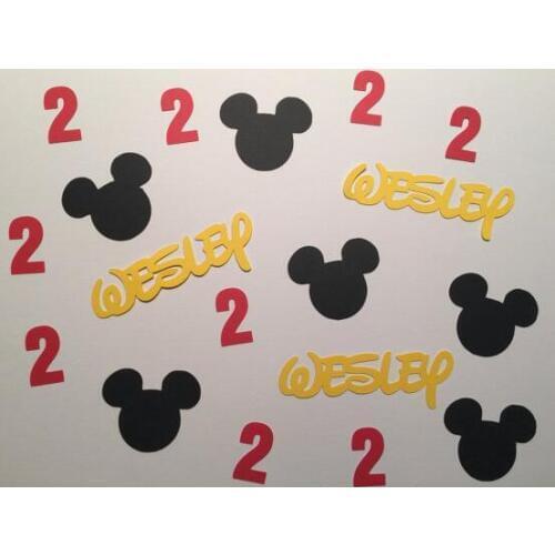 Custom name age mouse baby shower kids birthday Confettis Gender Reveal Table decor scrapbook scatters party decoartions