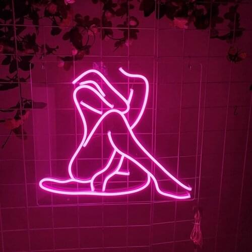 Neon Light Sign Led Custom Sexy Girl For Party Wedding Bar Aesthetic Room Decor Decoration Murale Chambre Neon Pink Personalized