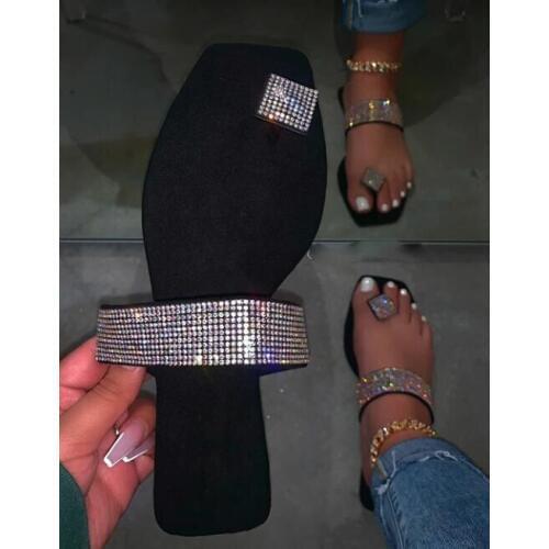 2020 New Women Summer Flat Bling Slippers Black Soft Jelly Shoes Female Flip Flops Sandals Outdoor Beach Ladies Slides Sandals