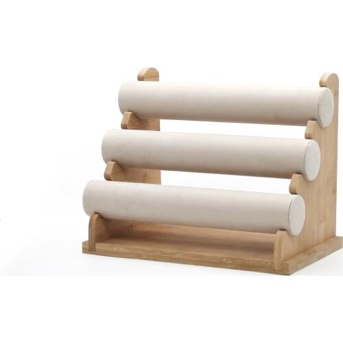 New Arrival Bamboo Three-layers Bracelet Watch Displays Stand Bracelet Watch Necklace Head Storage Rack Ring Jewelry Displays