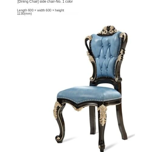 Dining chair leather soft cushion neoclassical ebony furniture luxury dining room side chair