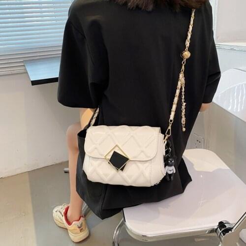 Solid Color PU Leather Crossbody Bags For Women Fashion Designer Trend Handbags Ladies Chain Messenger Shoulder Bag