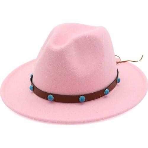 Autumn Winter Unisex Plain Dyed Wool Felt Fedora Hat with Custom Decoration Flat Brim Jazz Formal Hat Panama Style Gambler Hats