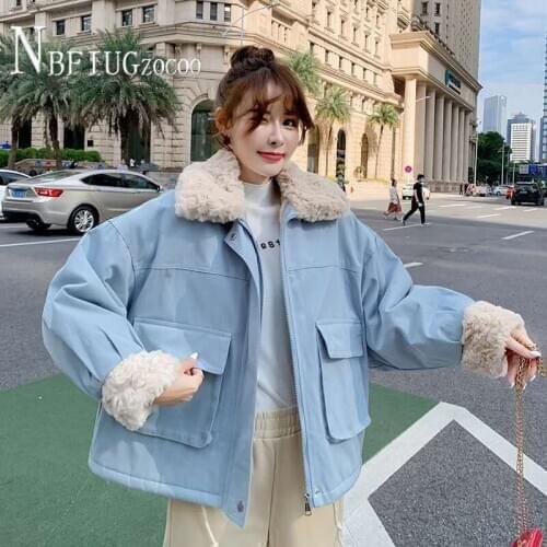 Purple Pink Blue Yellow Black Colors Women Parkas Korean Loose Short Style Female Jacket