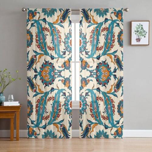 Luxury Sheer Window Curtains Arabesque Carved Kitchen Bedroom Living Room Tulle Curtains Study French Window Chiffon Curtains
