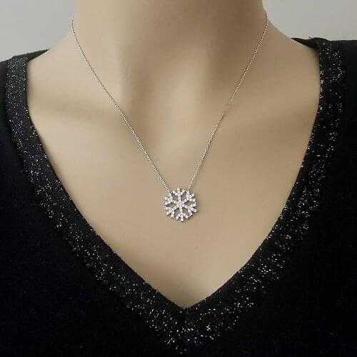 Crystal 925 Sterling Silver Necklace Women Girls Gift Jewelry Accessories Fashion Handmade Elegant Chain