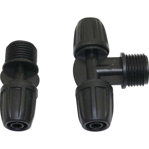 T-type1/2 inch male thread to 8/11mm hose connector drip irrigation hose dispenser with lock nut for watering pipe fittings10pcs