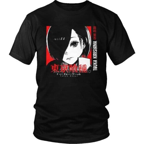 Tokyo Ghoul T-shirts Men Cool Short Sleeved Pure Cotton T Shirt O-neck Touka Kirishima Tees Slim Fit Fashion Tshirt Clothing