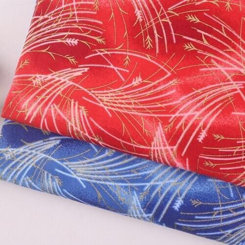 Japanese Bronzing Red Blue Cotton Fabric Cloth For Sewing Kimono Dolls & Bags Needlework Patchwork