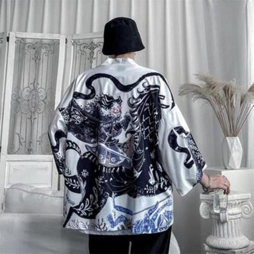 Japanese Kimono Cardigan Men Shirt Asian Streetwear Japanese Robe Kimonos Harakuju Samurai Costume MenS Haori Yukata 31201