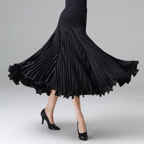 Ballroom Dance Skirt New Modern Dance Practice Clothes Waltz Big Swing Dance Skirt Pleated Dance Skirt Performance Wear DN7585