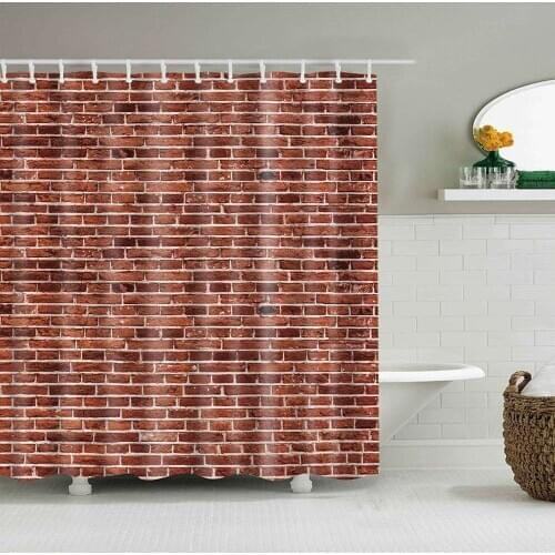 Dafield Shower Curtain Brick Wall Set 72x72 inch with Hooks 12 Pack Rustic Decor Polyester Waterproof Fabric Bathroom