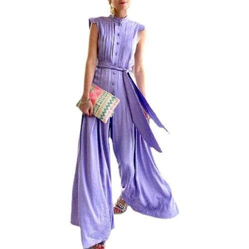 Office Lady Jumpsuit Floral Print Stand Collar Women Wide Leg Belted Patchwork Romper for Party jumpsuit women summer 2021 xxl