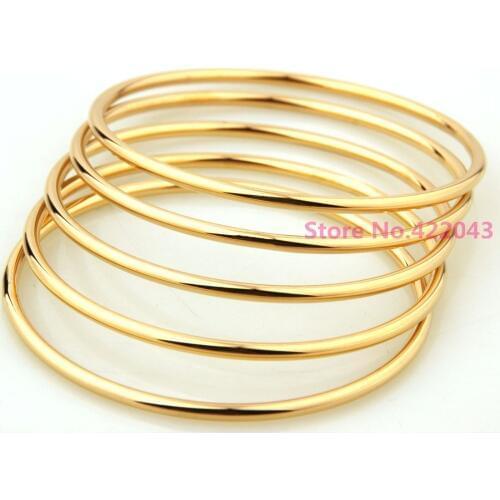 High quality Gold Plate Jewelry 316L Stainless Steel Luxury Brand Stylish Round Womens 5pcs/Set Bangle Bracelet