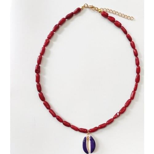 Handmade Lady Charm Shell Pendant Necklace Fashion Classic Coral Long Clothing Accessories Banquet Wedding Bohemian Jewelry