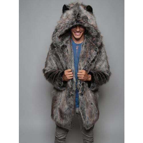 Winter Women Men Faux Fox Fur Coat 2019 Casual Plus Size Couple Hooded Fur Jacket Coat Cat Ear Warm Long Sleeve Jacket Overcoat