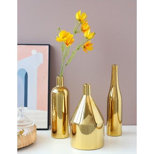 Nordic Creative Gold Ceramic Flower Vase for Living Room Home Decortion