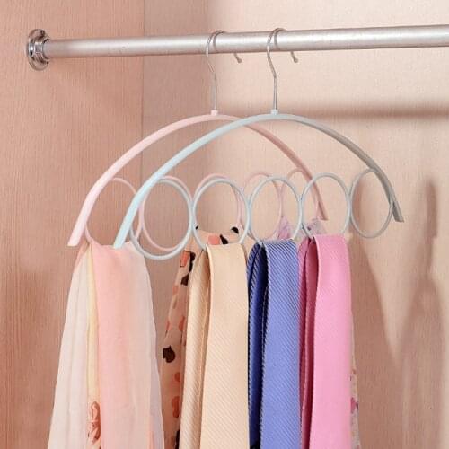 1pcs 5 Ring Hole Round Tie European Clothes Scarves Storage Rack Cloth Rotate Save Space Closet Organizer Scarf Hanger Hangers