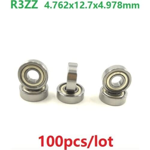 100pcs/lot R3ZZ R3 ZZ 2Z bearing 3/16" x 1/2" x 0.196" inch metal shielded Deep Groove Ball bearing 4.762x12.7x4.978 mm