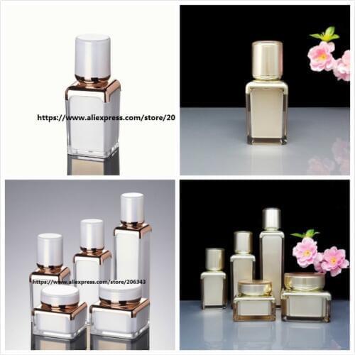 15ml pearl white/gold square shape acrylic airless bottle for serum/lotion/emulsion/foundation/liquid cosmetic packing