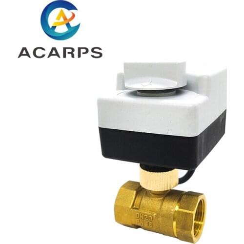 3/4" Brass Electric Ball Valve Three-Wire Two-Control Two-Way Electric Actuator Internal Thread With Manual Switch AC220V