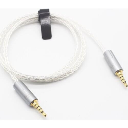 3.5mm Trrs Male to Male 3.5mm to 3.5mm 4 Pole Headphone Adapter Silver Plated Aux Cable Audio Cable 1m