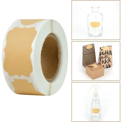 300pcs Kraft Stickers Roll Blank Paper Gift Labels For DIY Kitchen Jar Glass Bottle Office Classification Stationery Sticker