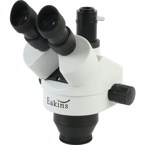 7X-45X Simul Focal Continuous Zoom Industrial Trinocular Stereo Microscope Head+WF10X/20+1X C Mount Microscope Camera Adapter