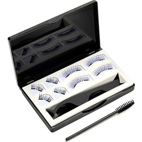 8PCS 0.2MM Reusable Magnet False Eyelashes Natural Long Lasting Magnetic Eyelash With Tweezer Eye Lash Curler Gift Box Makeup