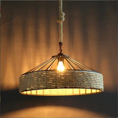 American country rope pendant lamp retro industrial wind Hot pot shop restaurant pendant light cafe bar pendant art lamp lights