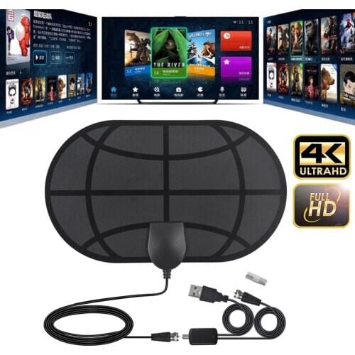 4k/1080p Hd 28 Db High Gain Hd Tv Dtv Box Digital Tv Antenna 960 Miles Booster Active Indoor Aerial Hd Flat Design#dg4