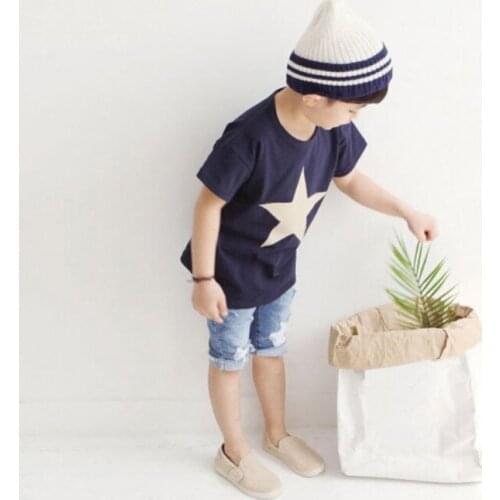BBd Toddler Cotton T-Shirt Boys Girls Summer O-Neck Short Sleeve Star Fashion Top Children 2-6 Years Exquisite Clothes