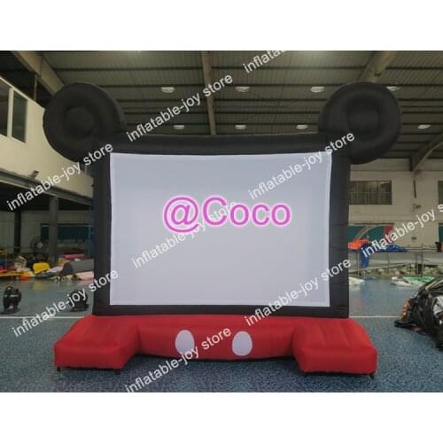 Free air ship to door,16:9 inflatable cartoon theme screen,inflatable movie screen,outdoor house use cinema screen for sale