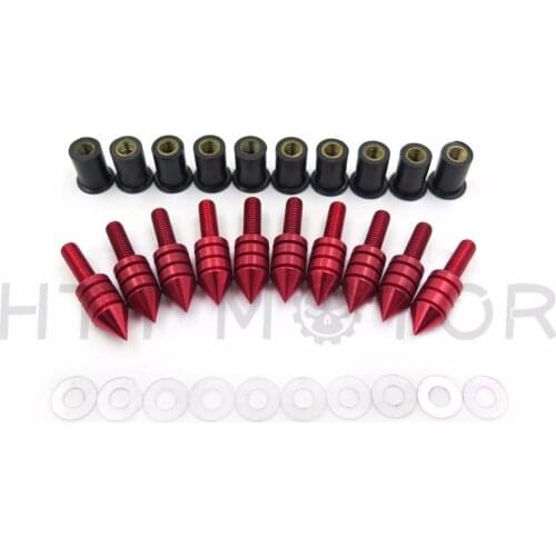 Aftermarket free shipping motorcycle parts Windshield Spike Bolts Nuts Screw for Yamaha Kawasaki Ducati Honda Suzuki RED