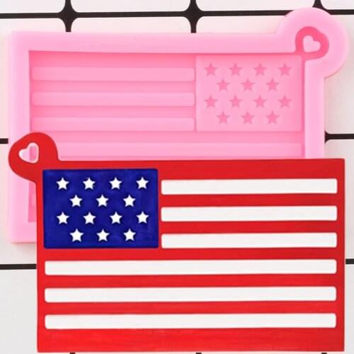 Shiny USA Flag Silicone Mold Craft Custom Keychain Jewelry Making Epoxy Resin Molds Polymer Clay Pendant Handmade Charms Mould
