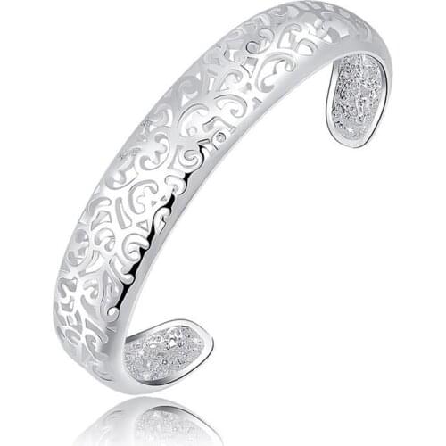 925 sterling silver small bag side love heart hollow flower bracelet fashion ethnic bracelet wedding party womens gift jewelry