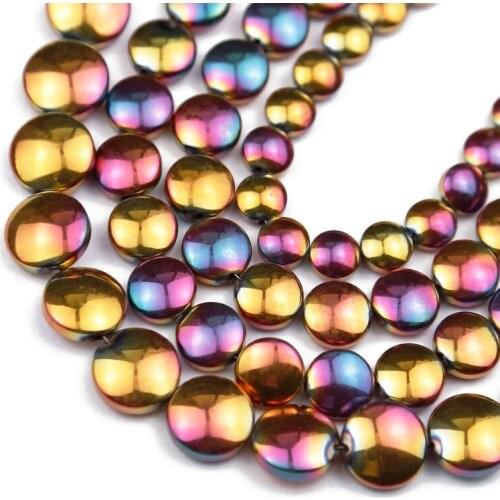 Natural Stone Rose Red Hematite Beads 6/8/10mm Flat Round Spacer Loose For Jewelry Making Diy Bracelets Accessories Strand 15"